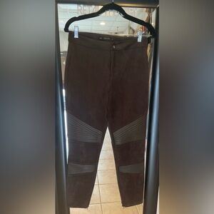 Zara Dark Brown Moto-Panel Pants